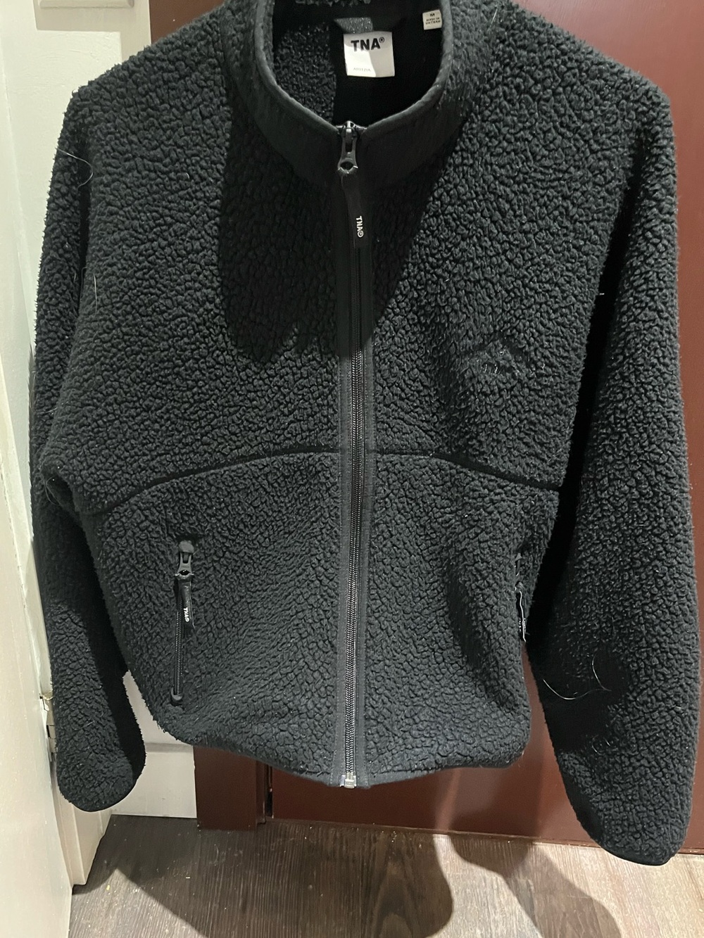 Aritzia Black Sherpa Fleece polartec Zip Jacket